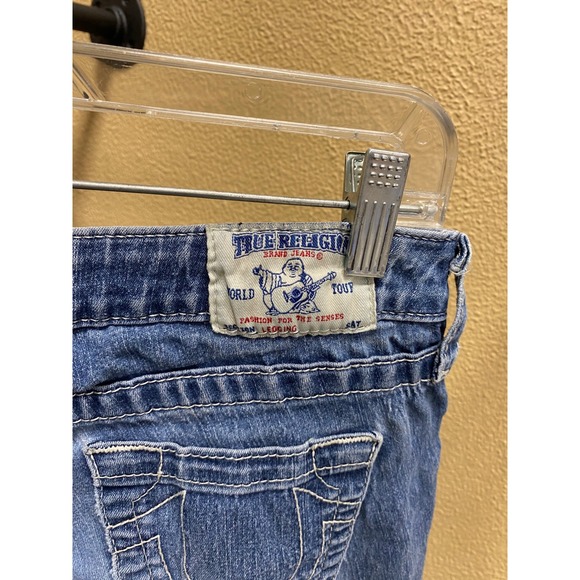 True Religion Women Joey Jeans Blue Wash Skinny Leg Distressed Size 28 - Picture 2 of 8